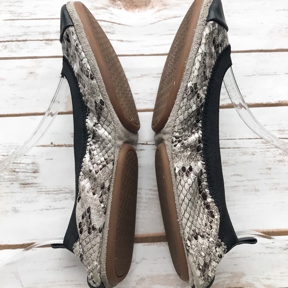 YOSI SAMRA Samatha Snake Grey Leather Ballet Flats - Picture 3 of 8